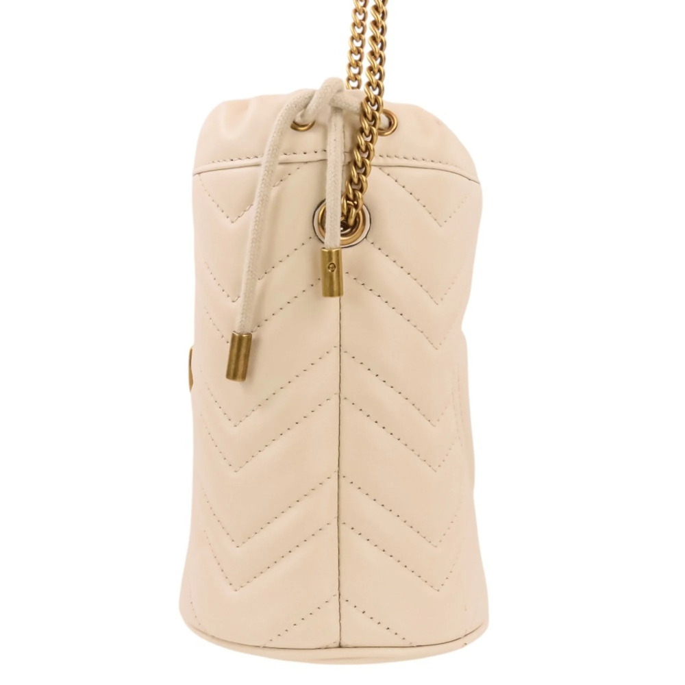 GUCCI Authentic White Leather GG Marmont Shoulder Bag - Picture 4 of 13